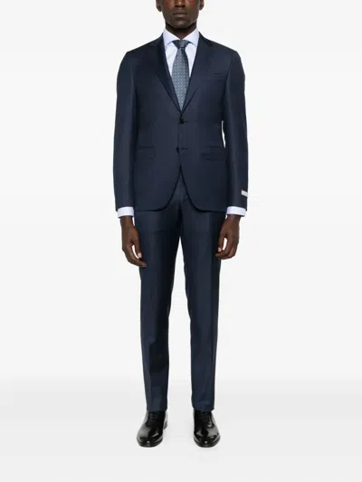 Canali Single-breasted Wool Suit In Blue