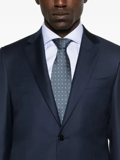 Canali Single-breasted Wool Suit In Blue