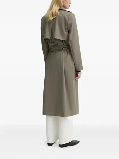 双排扣束腰风衣