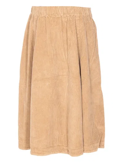 True Avenue Elastic-waist Corduroy A-line Skirt In Neutral