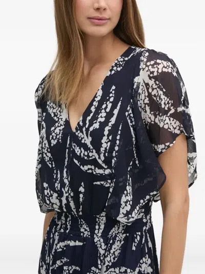 叶片印花中长连衣裙