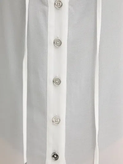Michael Michael Kors Button-front Tie-neck Top In White