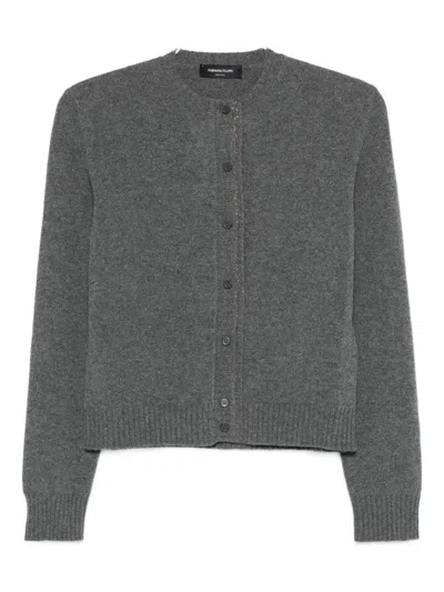 Fabiana Filippi Soft Wool Blend Long Sleeve Jacket In Gray