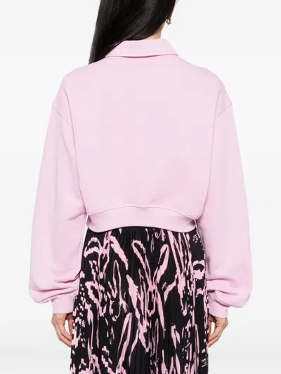Msgm "follow The Rabbit" Collared Sweatshirt In Pink