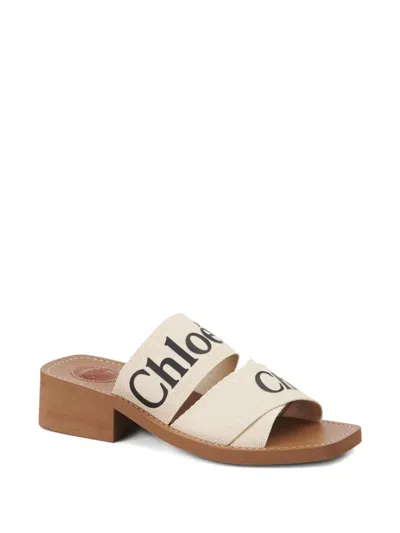 Chloé Woody Logo Slide Sandal In White