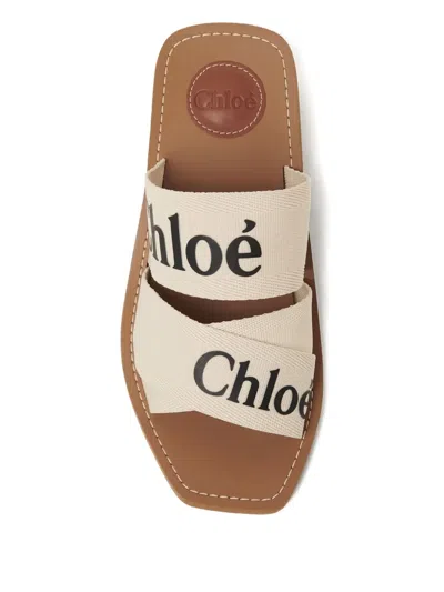 Chloé Woody Logo Slide Sandal In White