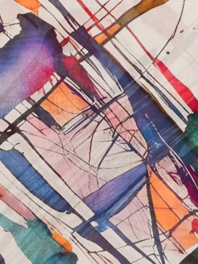 D'aniello Abstract-print Fringed Scarf In Multi