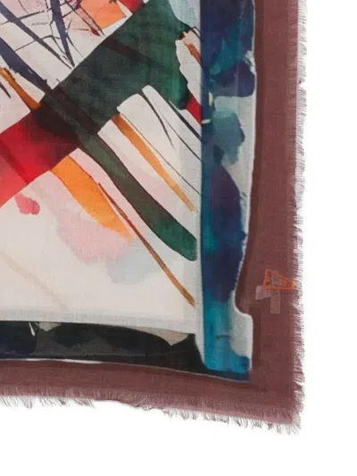 D'aniello Abstract-print Fringed Scarf In Multi