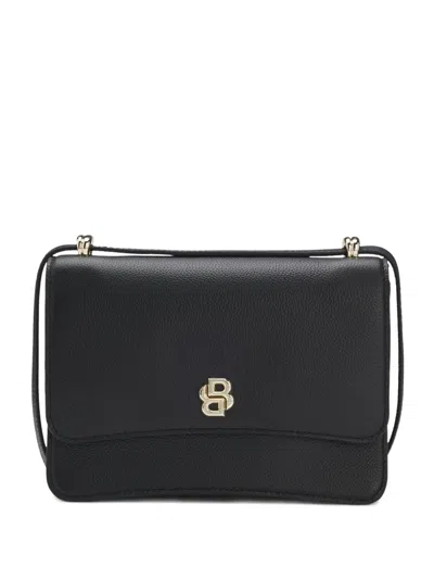 Hugo Boss Leather Crossbody Bag With Double B Monogram Trim In Black
