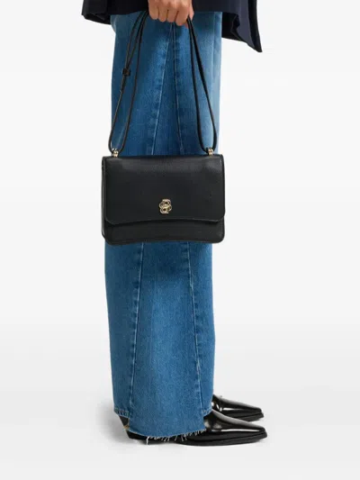 Hugo Boss Leather Crossbody Bag With Double B Monogram Trim In Black