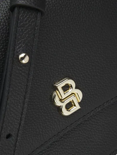 Hugo Boss Leather Crossbody Bag With Double B Monogram Trim In Black