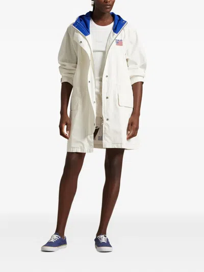 Polo Ralph Lauren Flag-embroidered Drawstring Jacket In White