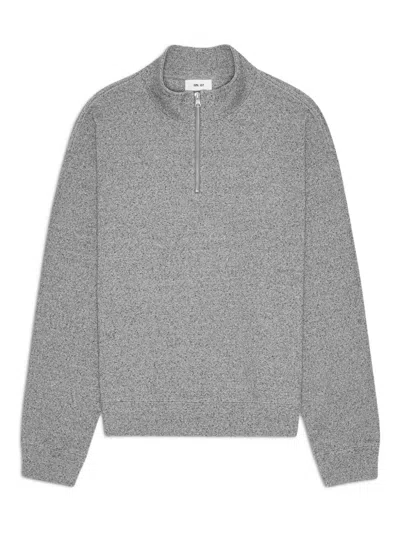 Nn07 Alfie 6651 Knitted Half-zip Sweater In Gray