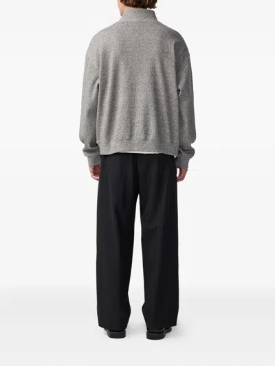 Nn07 Alfie 6651 Knitted Half-zip Sweater In Gray