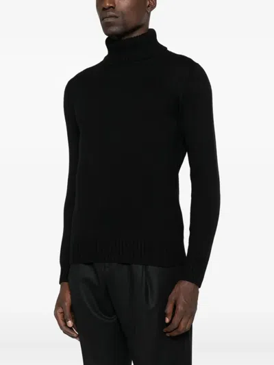 Kangra Cashmere Ribbed Turtleneck Sweater In Wool In Black
