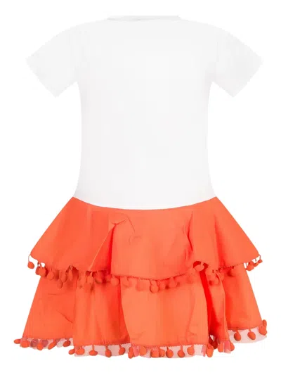 Twinset Bow-print Ruffled Dress In Orange