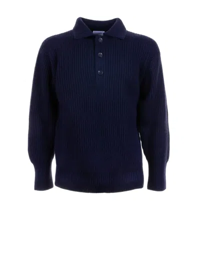 Malo Button-closure Long-sleeve Polo Shirt In Blue