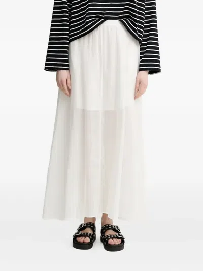 Isabelle Blanche Elastic-waist Flared Midi A-line Skirt In White