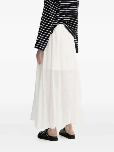 Isabelle Blanche Elastic-waist Flared Midi A-line Skirt In White
