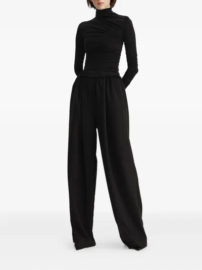 2310 Studio Elastic-waist Wide-leg Trousers In Black