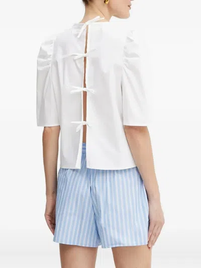 Ivy & Oak Puff-sleeves Tie-back Blouse In White