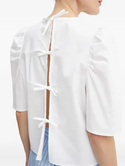 Ivy & Oak Puff-sleeves Tie-back Blouse In White
