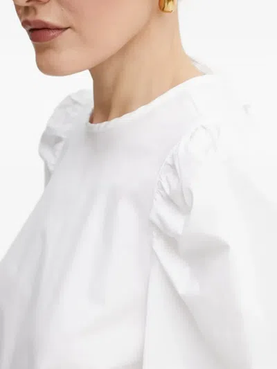 Ivy & Oak Puff-sleeves Tie-back Blouse In White