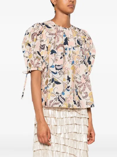 Ulla Johnson Perline Flutter Sleeve Blouse In Magnolia In Neutral