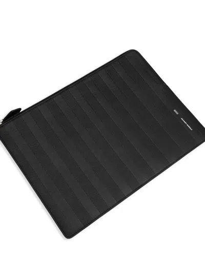 Ami Alexandre Mattiussi Black Leather Midi Document Holder Black In Black