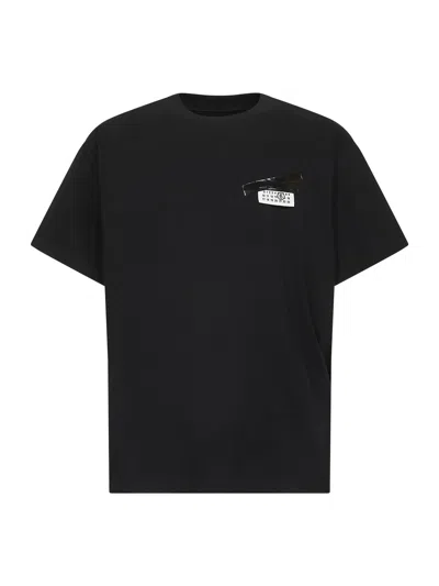 Mm6 Maison Margiela Mm6 By Maison Margiela Oversized T-shirt With Contrasting Pocket Detail In Black