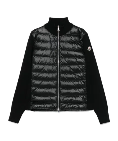 Moncler Black Padded Zip-up Cardigan In Black