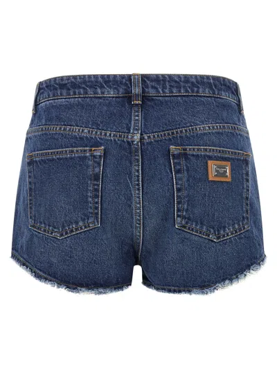 Dolce & Gabbana Logo Plate Shorts Bermuda And Short Blue In Blue
