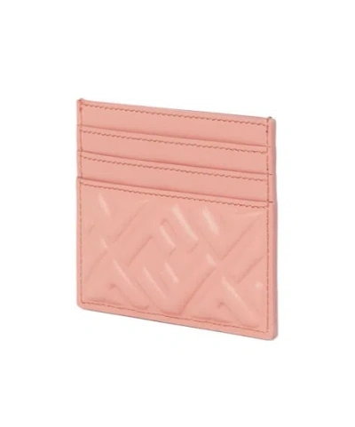 Fendi Nappa Leather Baguette Cardholder With Embossed Pattern In Pink
