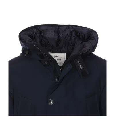 Woolrich Long-sleeved Button Coat In Blue