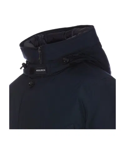 Woolrich Long-sleeved Button Coat In Blue