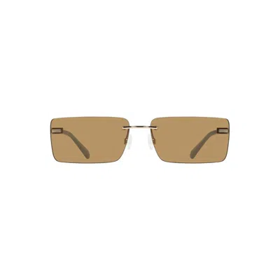 Calvin Klein Beige Metal Women Sunglass In Brown