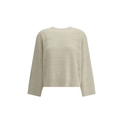 Brunello Cucinelli Ivory Diamond Cashmere And Wool Sweater In Neutral