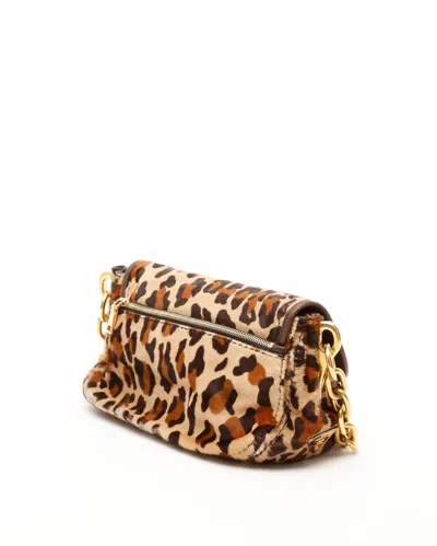 Prada Leopard Fur Chain Hobo Bag In Multi