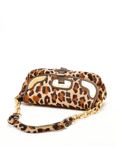 Prada Leopard Fur Chain Hobo Bag In Multi