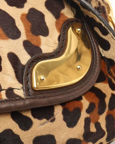 Prada Leopard Fur Chain Hobo Bag In Multi