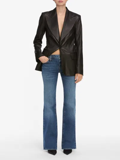Frame The Pixie Low Rise Bootcut Jeans In Black
