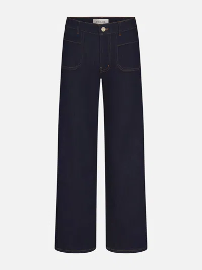 Frame Le Pixie Slim Palazzo Patch Pocket High Waist Wide Leg Jeans In Blue