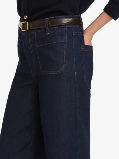 Frame Le Pixie Slim Palazzo Patch Pocket High Waist Wide Leg Jeans In Blue