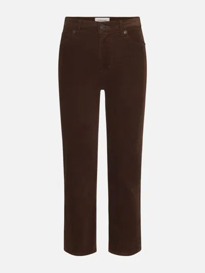 Frame Le Sleek Corduroy Ankle Straight Leg Pants In Brown