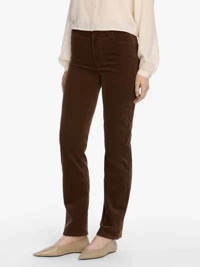 Frame Le Sleek Corduroy Ankle Straight Leg Pants In Brown