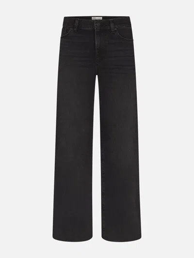 Frame Le Slim Palazzo Black Jeans With Logo Patch On The Rear And Wide Leg In Denim Woman