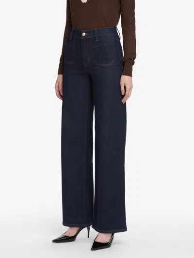 Frame Le Pixie Slim Palazzo Patch Pocket High Waist Wide Leg Jeans In Blue