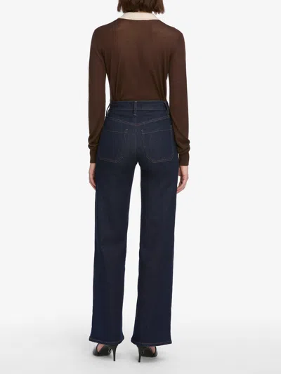 Frame Le Pixie Slim Palazzo Patch Pocket High Waist Wide Leg Jeans In Blue