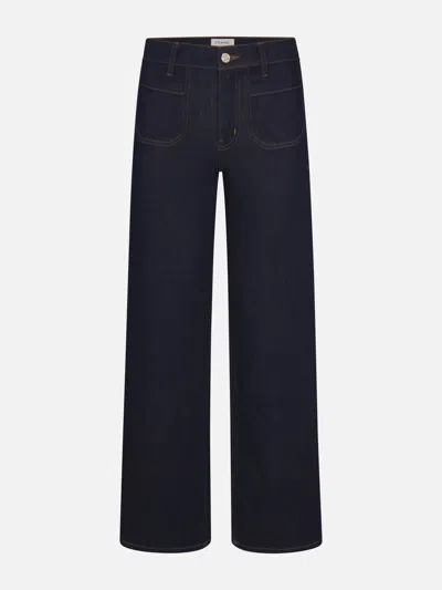 Frame Le Pixie Slim Palazzo Patch Pocket High Waist Wide Leg Jeans In Blue