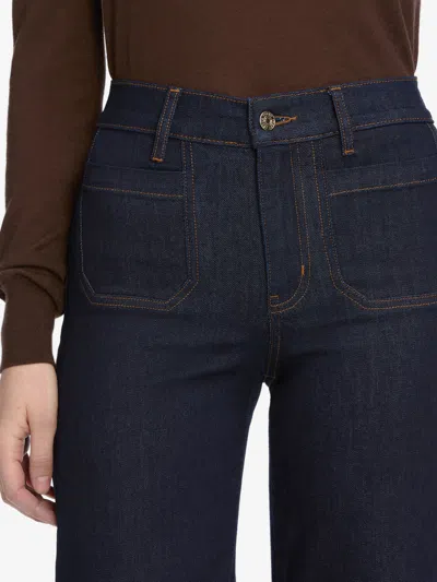 Frame Le Pixie Slim Palazzo Patch Pocket High Waist Wide Leg Jeans In Blue